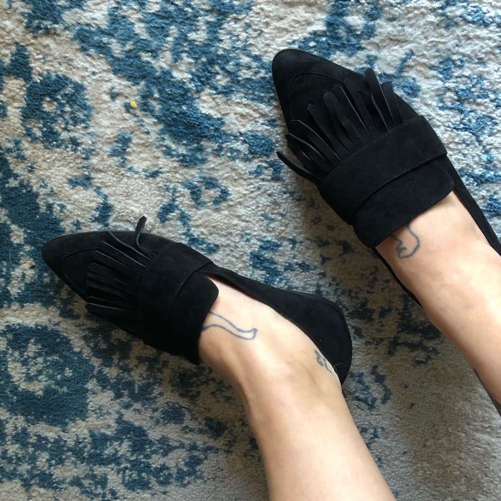 Matiko suede loafer point shoes with fringe NWT - Picture 3 of 10